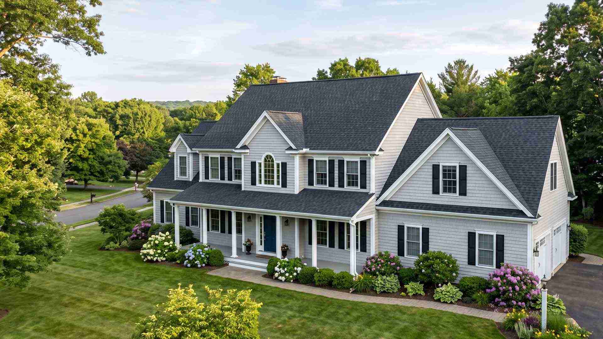 Home with a newly installed roof in Colchester, CT by River Valley Roofing